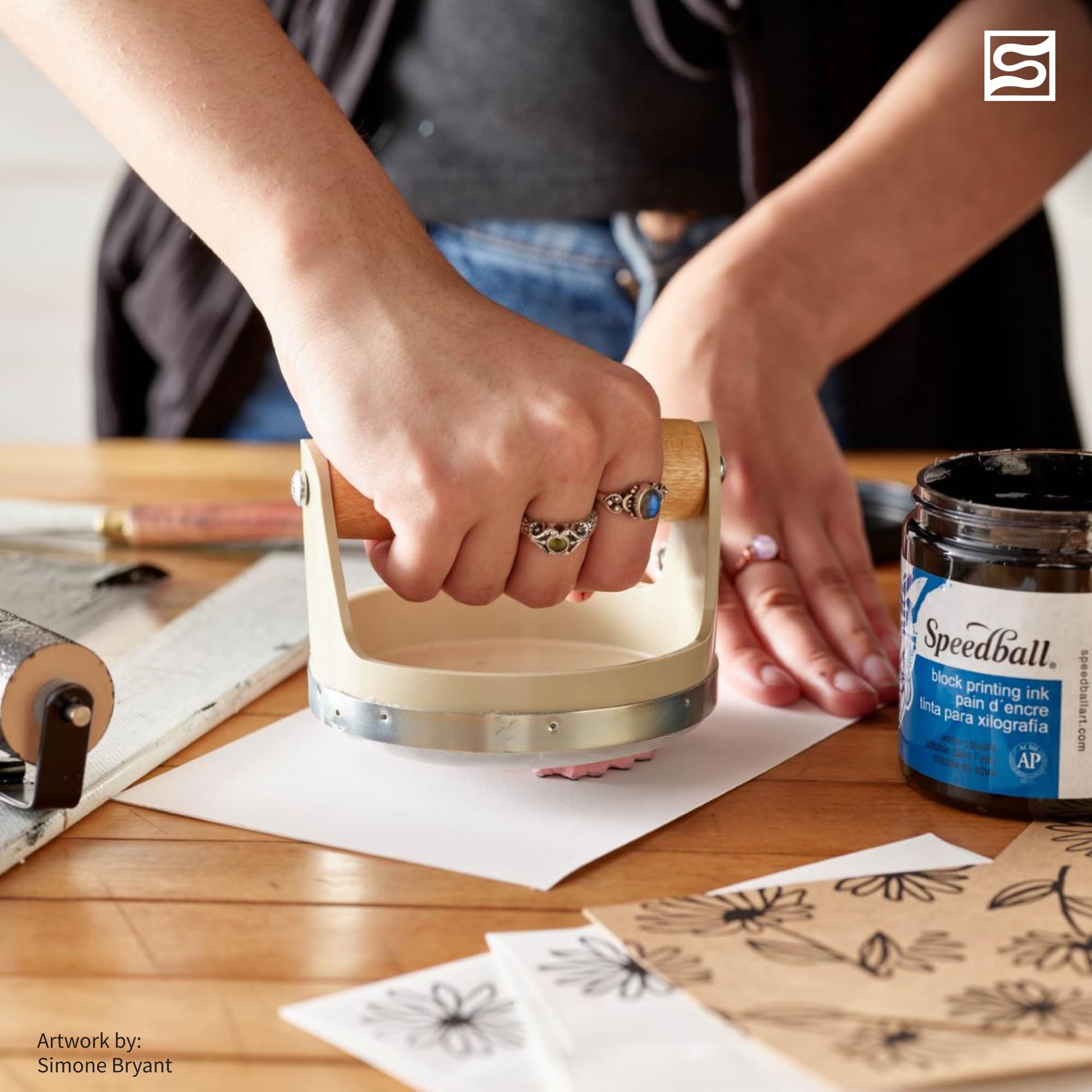 Buy now Speedball Block Printing Baren - Comfortable Wooden Handle, Made in the USA - 4 Inches (4139) at indiglob india