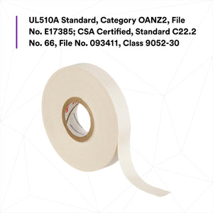 3M Glass Cloth Electrical Tape 27, ½ in x 66 ft, 1 Roll, Non-Corrosive Adhesive, Pressure Sensitive, High Temperature, Corrosion Protection, 7-mil Woven