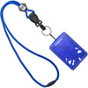 Specialist ID Vertical Top Load Three Card Badge Holder - Hard Plastic with Heavy Duty Breakaway Lanyard w Quick Release Metal Clip & Key Ring (One Holder / 3 Cards Inside) (Black) - Royal Blue