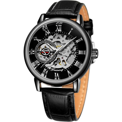FORSINING Men's Super Quality Alloy Case Mechanical Movement Antique Fashion Leather Wristwatch