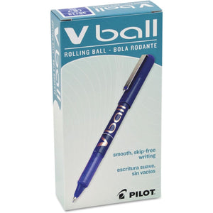 Pilot VBall Liquid Ink Rolling Ball Stick Pens, Fine Point, Blue Ink, 12-Pack (35113)