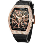 Buy now PINTIME Luxury Men's Crystal Watch Rosegold Tonneau Fashion Bling Iced Out Diamond Watch for Men Hip Hop Rapper, Black Dial at indiglob india