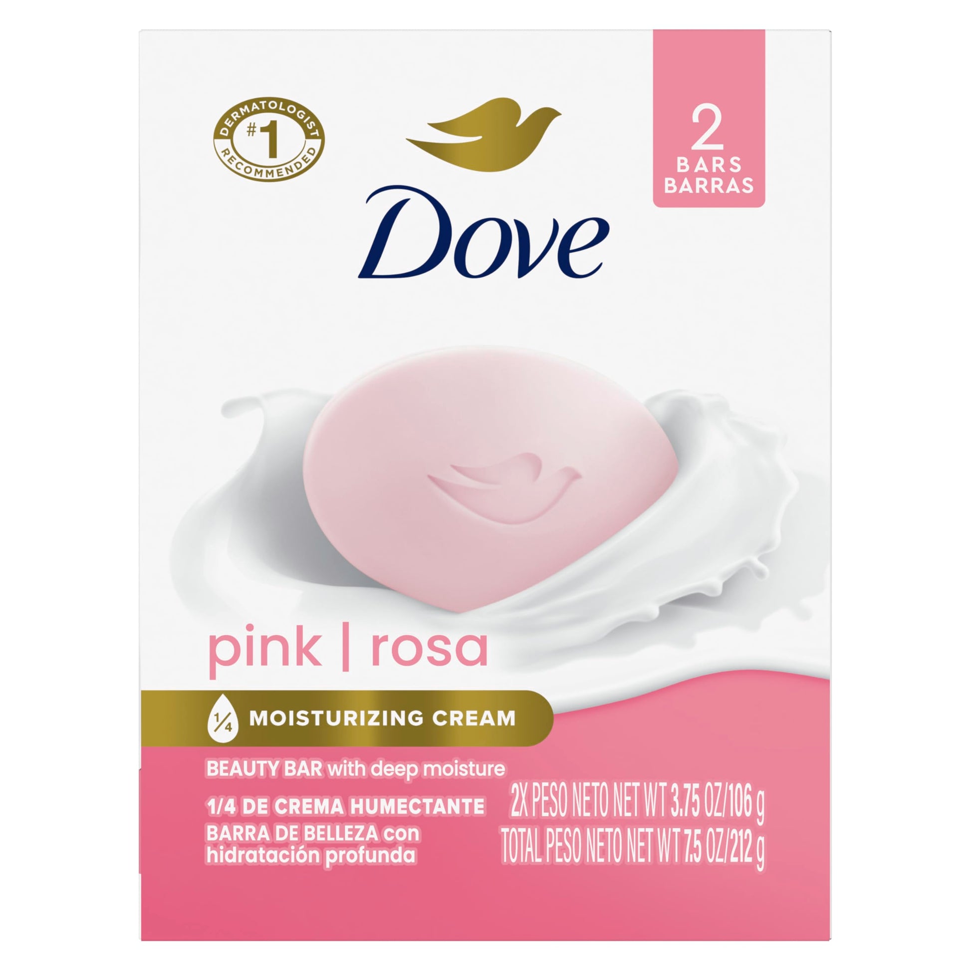 Buy now Dove Beauty Bar Soap Original 24 Count for Soft, Smooth Skin, with 1/4 Moisturizing Cream 3.75 oz 2 Count (Pack of 1) Pink at indiglob india