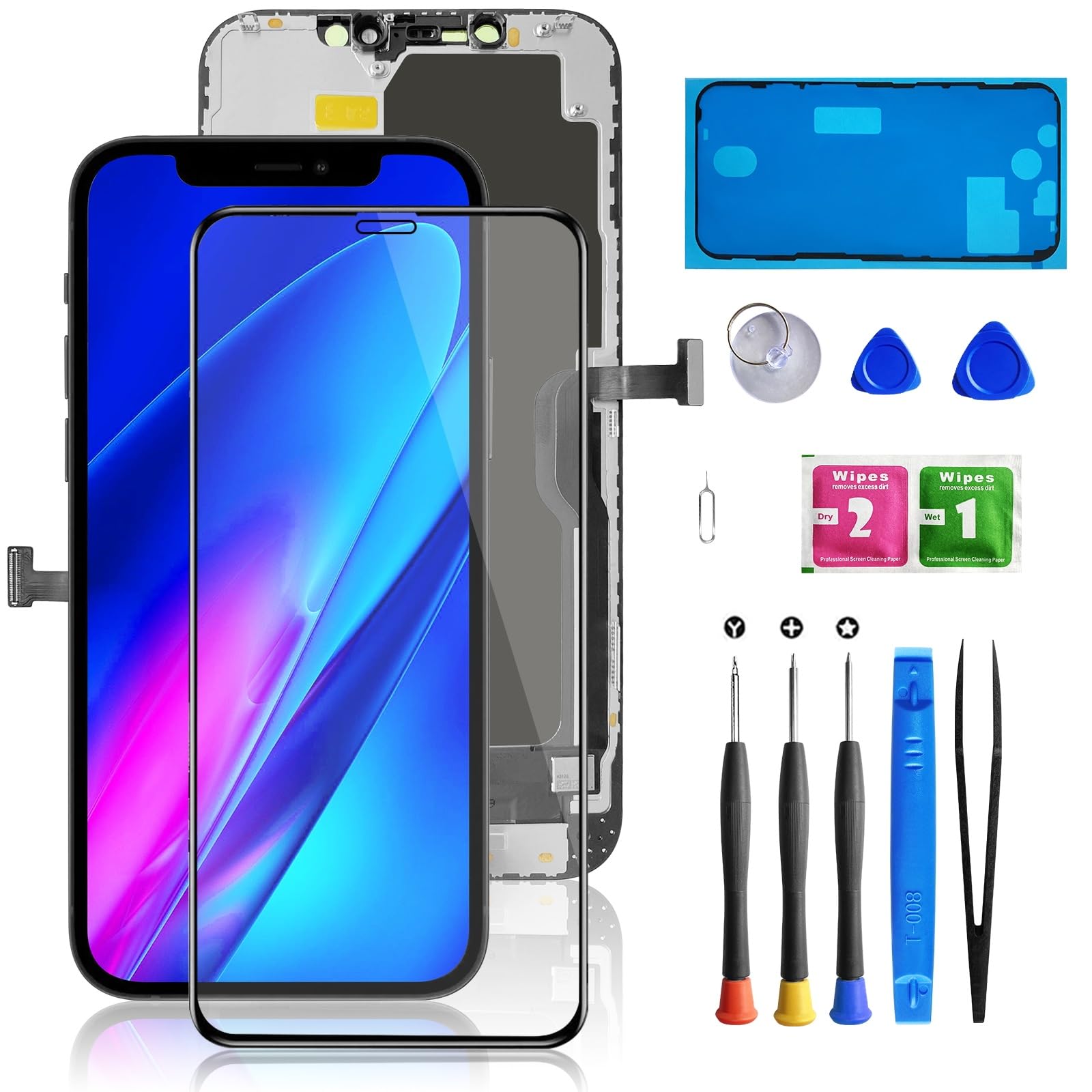 Buy now for iPhone 11 Screen Replacement 6.1 3D Touch Screen LCD Display Digitizer for A2111, A2223, A2221 Cell Phone Repair Kits+ Waterproof Frame Adhesive Sticker+Screen Tempered Protector+Face ID at indiglob india