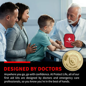 Protect Life Survival First Aid Kit for Home/Business, Camping Survival Kits | Mini Travel First Aid Kit | Camping Equipment | Small Kits for Car | Outdoor Emergency Survivals Pack - 200pcs