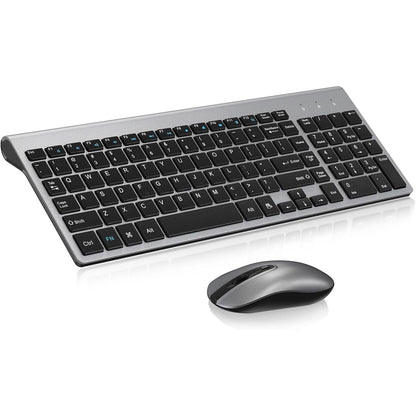 cimetech EasyTyping KF10 Wireless Keyboard and Mouse Combo, [Silent Scissor Switch Keys][Labor-Saving Keys]Ultra Slim Wireless Computer Keyboard and Mouse, Easy Setup for PC/Laptop/Mac/Windows - Grey