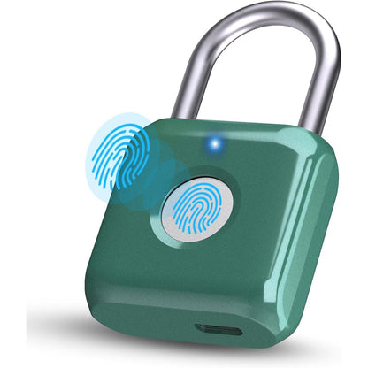 Pothunder Fingerprint Smart Padlock Lock, Biometric Metal Keyless Thumbprint Lock, Waterproof, USB Rechargeable, for Gym Locker, School Locker, Luggage, Backpack, Suitcase(Gray)
