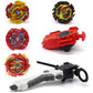Bey Battle Tops Metal Fusion Burst Turbo Gyro Evolution Set with 4D Launcher Grip and Stadium-Red