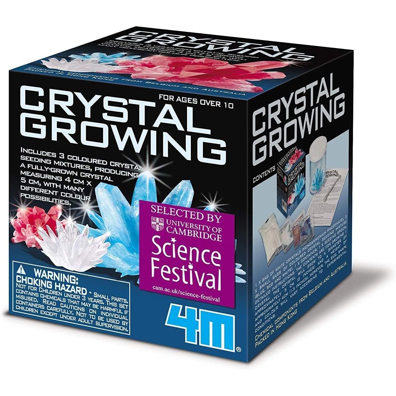 4M Crystal Growing Science Kit - 3 Colored Crystals - Easy DIY STEM Toys Lab Experiment Specimens, A Great Educational Gift for Kids & Teens, Boys & Girls Ages 10+