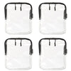 BORSALI TSA Quart Size Bag Approved for Carry On Travel - One (1) Quart Clear Toiletries, Cosmetic and 3-1-1 Liquids Toiletry Bag - Black - 4 Pack