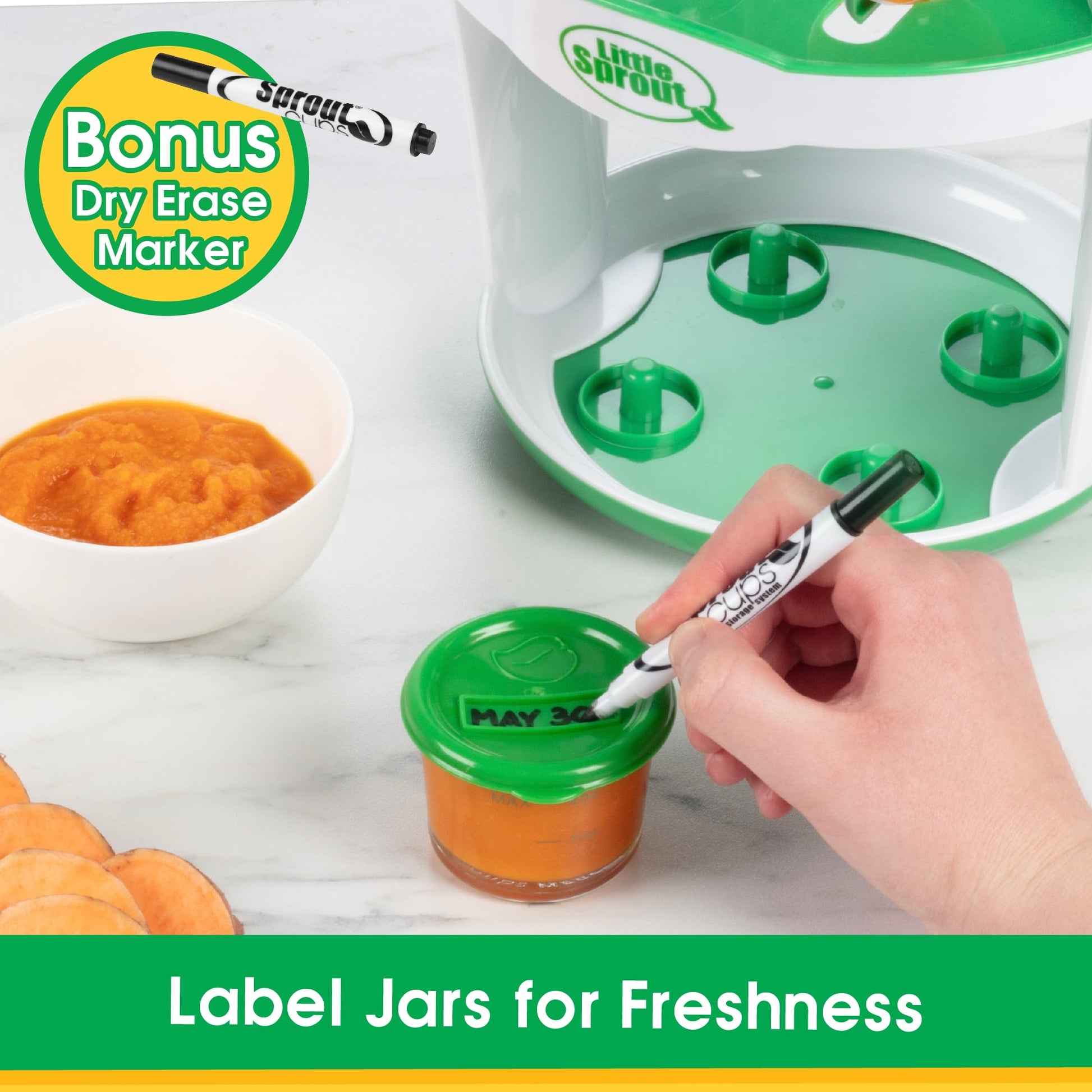 Buy now Glass Baby Food Storage Containers (4 Pk) - 2oz Jars in Stackable Storage Tray w Tight Interlocking Base- Dry-Erase Marker Labeling- Microwave Freezer Dishwasher Safe- Babyfood Breast Milk, Gift at indiglob india