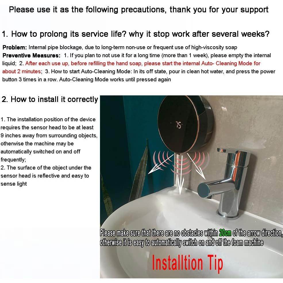 Automatic Foaming Wall Mounted Motion Sensor Touchless Liquid Soap Dispenser for Bathroom Hotel Restaurant Mall (Black) - My Store