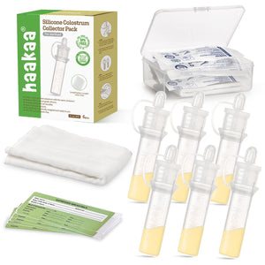 Buy now haakaa Colostrum Collector Kit Breast Milk Collector with Cotton Cloth Wipe and Storage Case, Ready-to-Use, Reusable, 4ml/6pcs at indiglob india