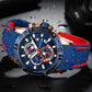 MF MINI FOCUS Men Watch, Chronograph Waterproof Sport Analog Quartz Watches Blue Silicon Strap Fashion Wristwatch for Men