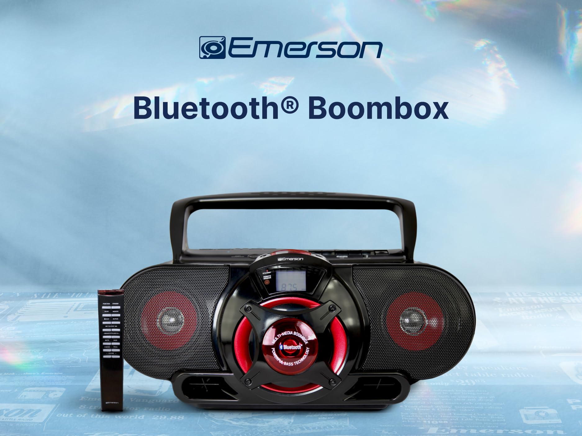 Buy now Emerson EPB-3002 Portable Bluetooth, MP3/CD AM/FM Stereo Radio Cassette Player/Recorder with Subwoofer and USB Input Boombox at indiglob india