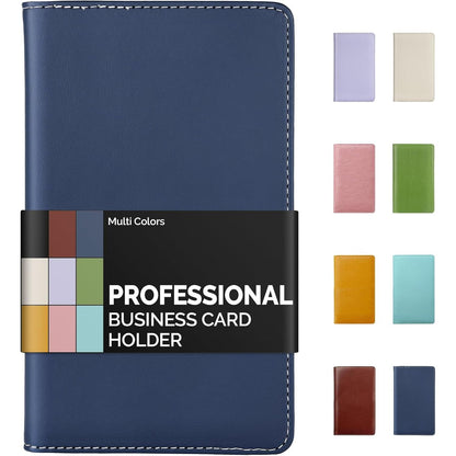 Sooez Leather Professional Business Card Book Holder Organizer, 240 Capacity Credit Card Booklet, PU Name Cards Holder Storage File for Men Women, 7.7 x 4.5 Inch, Black