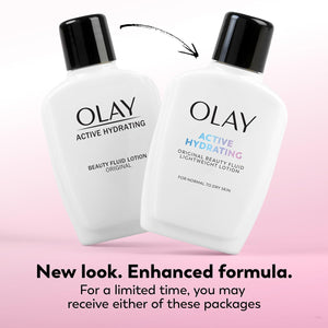 Olay Face Moisturizer, Active Hydrating Beauty Fluid Lotion, Original Facial Moisturizer, 4 Oz. (Pack of 2)