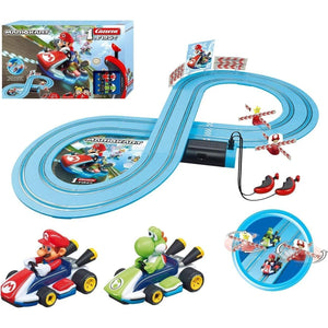 Carrera First Nintendo Mario Kart Slot Car Race Track - Includes 2 Cars: Mario and Yoshi - Battery-Powered Beginner Toy Racing Set for Kids Ages 3 Years and Up