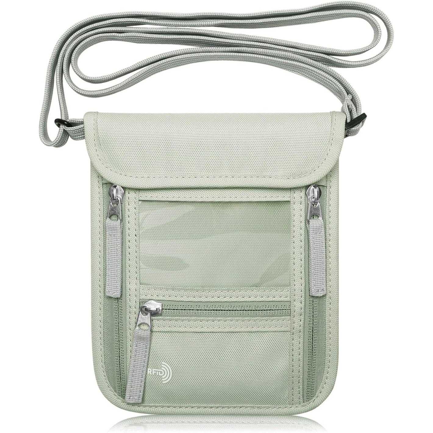 WALNEW Passport Holder Neck Pouch Travel Wallet for Women and Men, RFID Blocking Security Slim Traveling Wallet with Around Neck Lanyard Strap