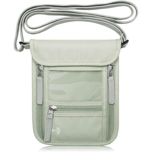 WALNEW Passport Holder Neck Pouch Travel Wallet for Women and Men, RFID Blocking Security Slim Traveling Wallet with Around Neck Lanyard Strap