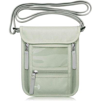 WALNEW Passport Holder Neck Pouch Travel Wallet for Women and Men, RFID Blocking Security Slim Traveling Wallet with Around Neck Lanyard Strap