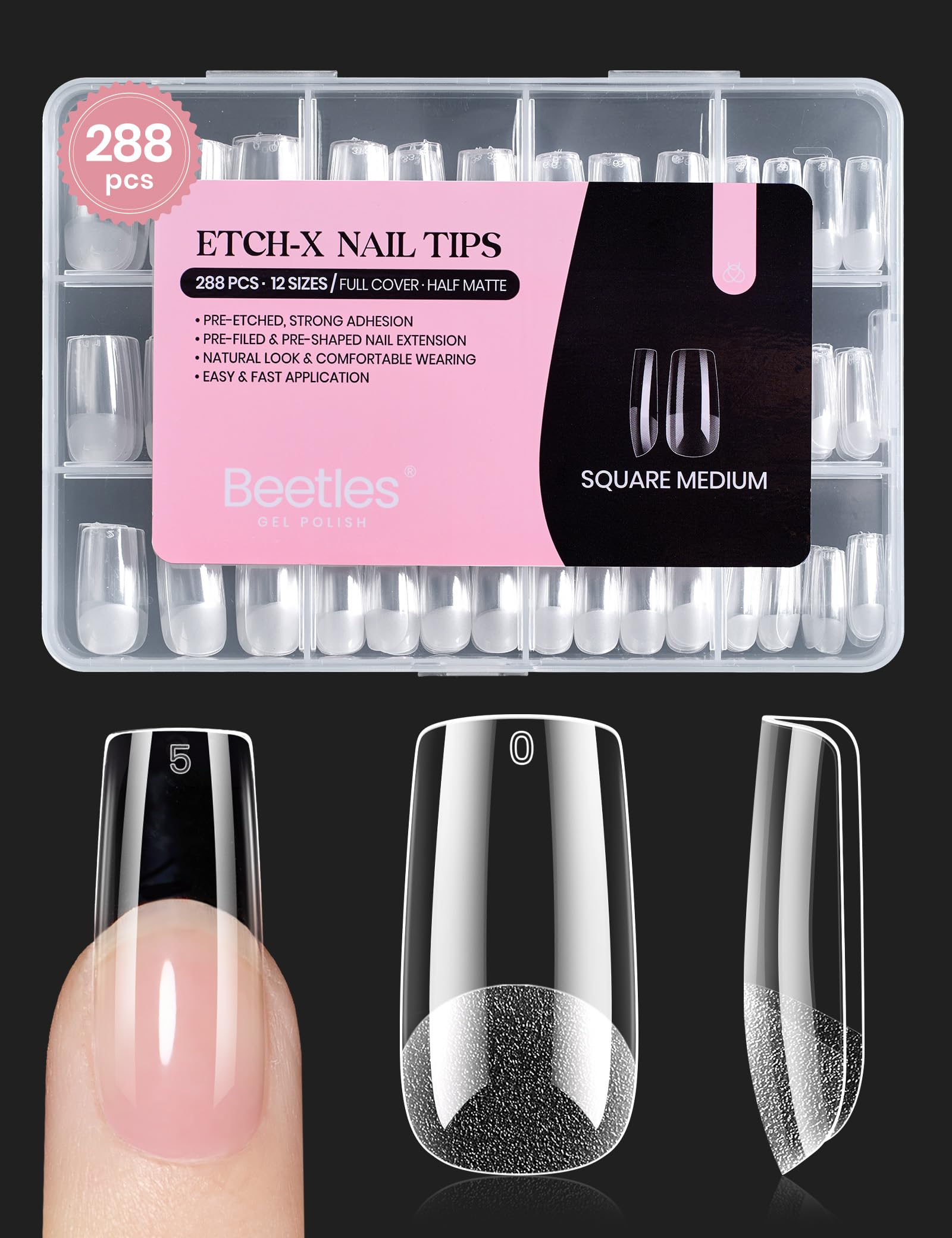 Buy now beetles Gel Polish 2Pcs 15ml Nail Glue Kit for Acrylic Nails, 5 in 1 Super Strong Brush in Nail Gel Glue for False Nails Tips and Gel Nail Polish Led Lamp Required 3-4-Square Medium 288pcs (Etch X Nail Tips) at indiglob india