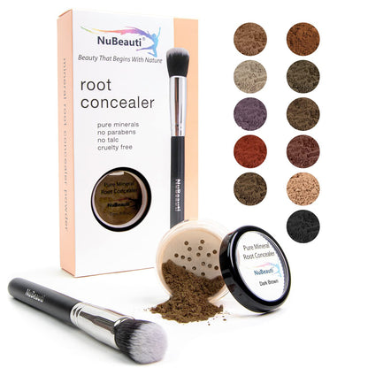 Hair Root Touch Up Powder - Darkest Brown - 11 True-to-Nature Root Concealer Shades - Longer-Lasting, Easy Hairline Shading with Clean Ingredients - With Brush