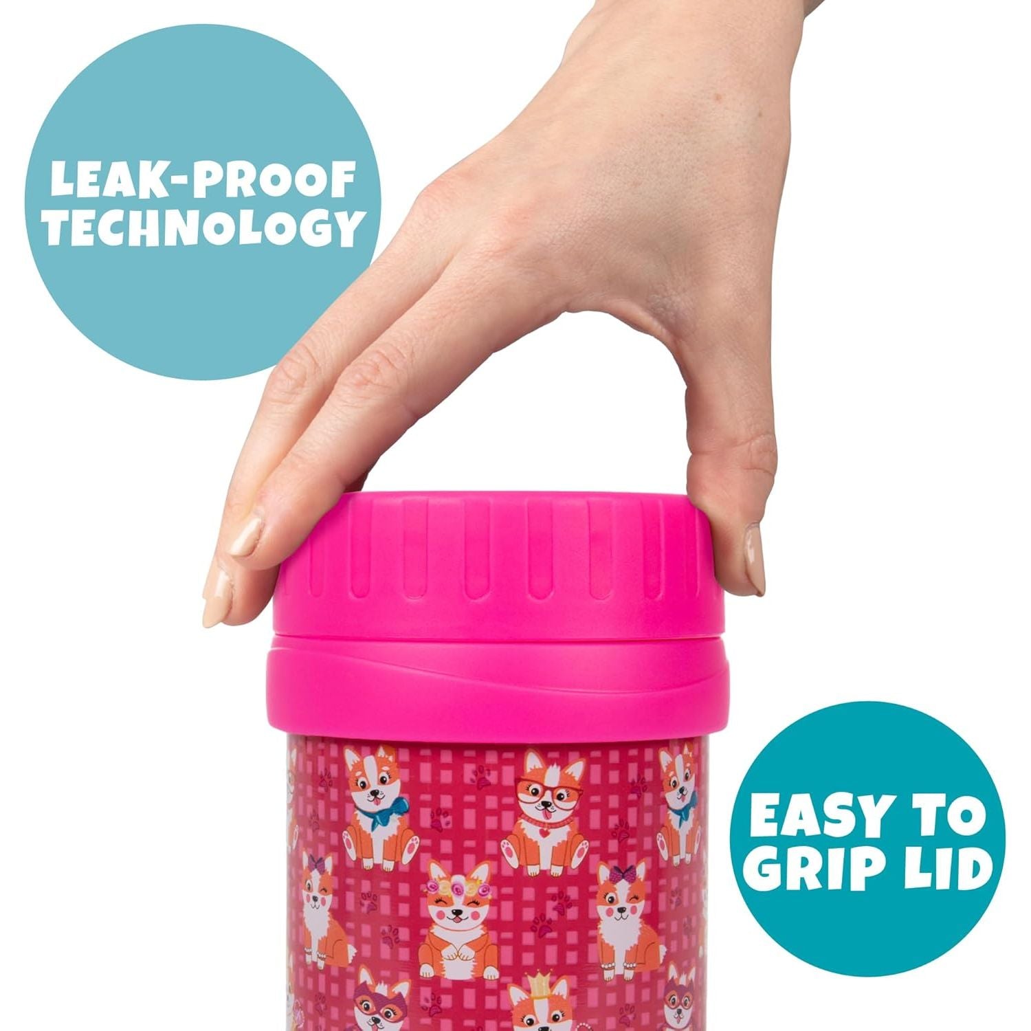 Buy now Kids Complete Pink Corgi Lunch Box Kit - Insulated Soft Bag Sleeve, Convertible Tote Strap for Kids, 13oz Food Jar & Reusable Hard Ice Pack - Keeps Food Hot or Cold for Hours- Back to School Essential at indiglob india