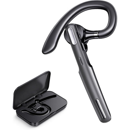 Bluetooth Headset, Wireless Bluetooth Earpiece V5.0 Hands-Free Earphones with Built-in Mic for Driving/Business/Office, Compatible with iPhone and Android (Gray)