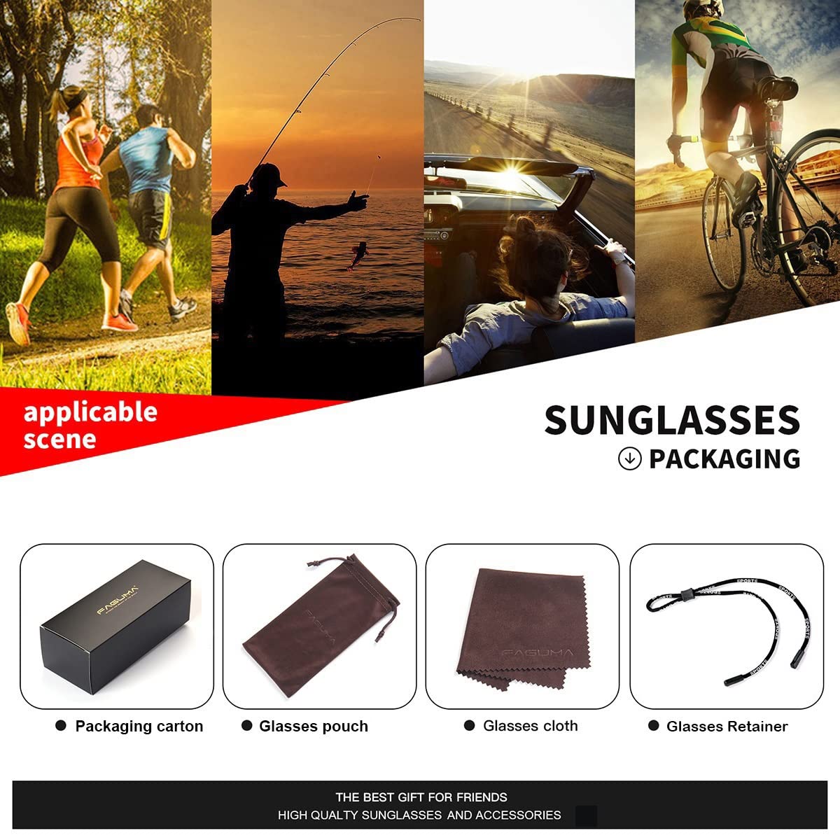 Buy now FAGUMA Sports Polarized Sunglasses For Men Cycling Driving Fishing UV400 Protection at indiglob india