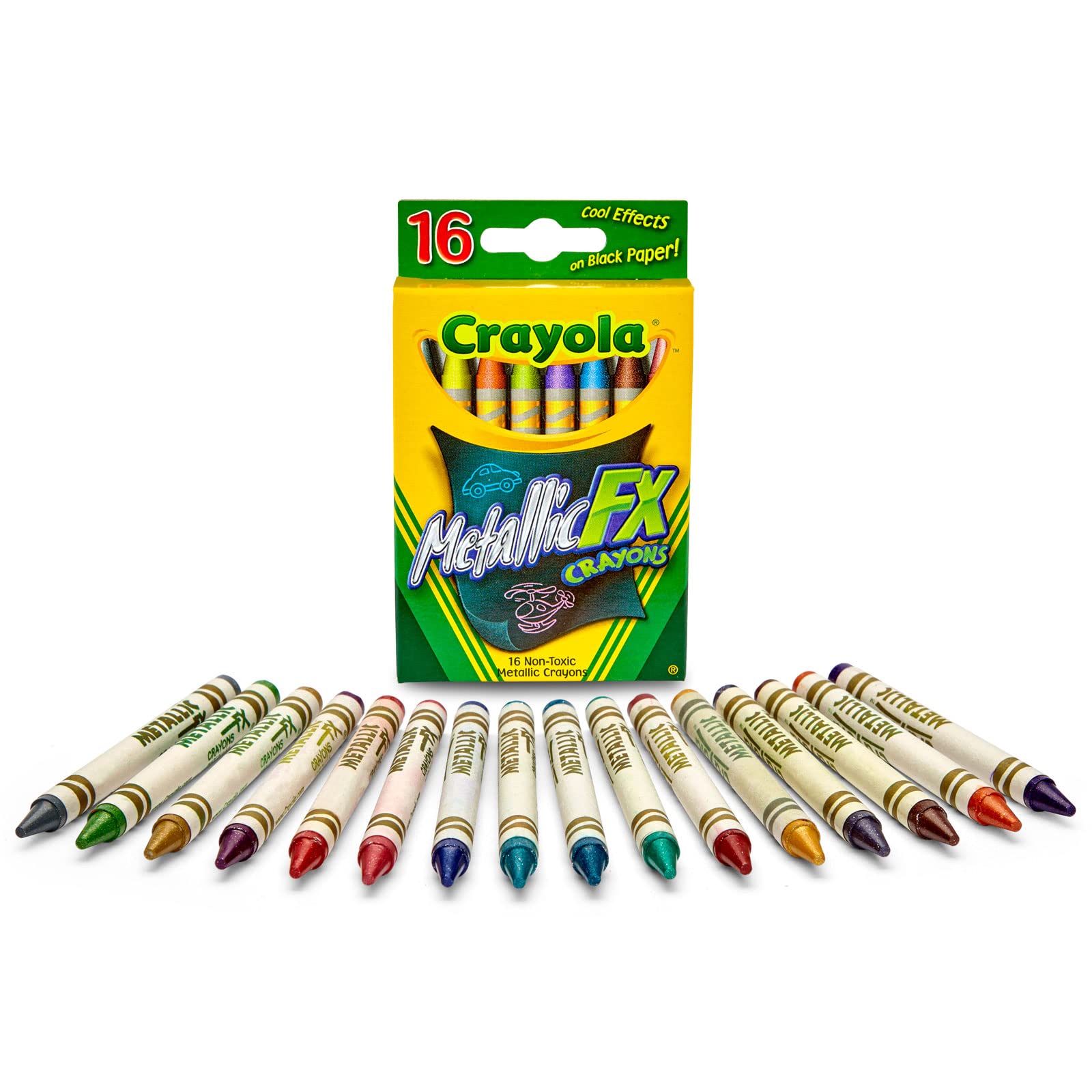 Buy now Crayola Metallic Crayons (16ct), Kids Crayons for Coloring and Drawing, Glitter, Shiny, and Unique Colors, Gift for Kids, Nontoxic, 3+ at indiglob india