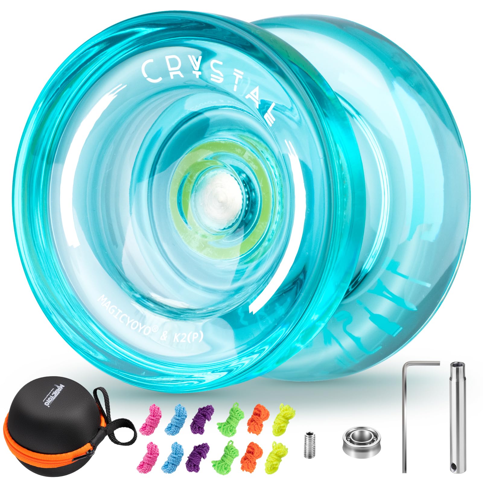 Buy now MAGICYOYO K2 Plus Crystal Orange Yoyo, Professional Fingerspin Trick Yo Yo for Kids/Adults, Responsive Yo-yo for Beginner, Replacement Unresponsive Bearing with 6 Yo yo Strings+Bearing Remover at indiglob india