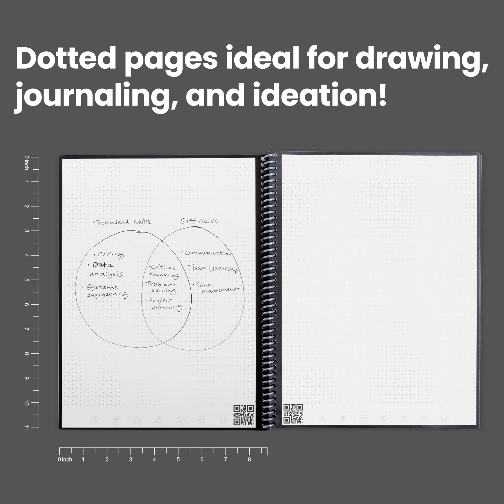Buy now Rocketbook Core Reusable Spiral Notebook, Letter Size 8.5x11, Black - Dotted Pages, App-Connected, Erasable, Durable Cover, Ideal for School, Work, and Creative Projects at indiglob india