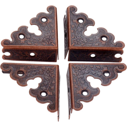 dophee 4Pcs Decorative Corner Protectors, Retro Style Edge Safety Guards Covers for Picture Frame Album Jewelry Box Gift Box Wooden Case Chest Tables Cabinet Furniture, 1.34"x1.34"-Antique Bronze