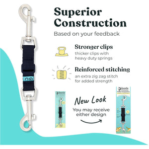 Gentle Creatures Collar Companion - Adjustable Backup Clip for Dog Harness, Prong, Pinch Collars, Gentle Lead - Double Ended Backup Clasp - Harness to Collar Safety Clip