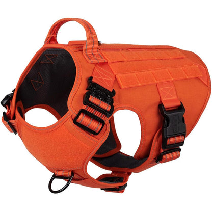 ICEFANG Tactical Dog Harness, Large Size,2X Metal Buckle,Working Dog MOLLE Vest with Handle,No Pulling Front Leash Clip,Hook and Loop Panel (Brown,L (Pack of 1))