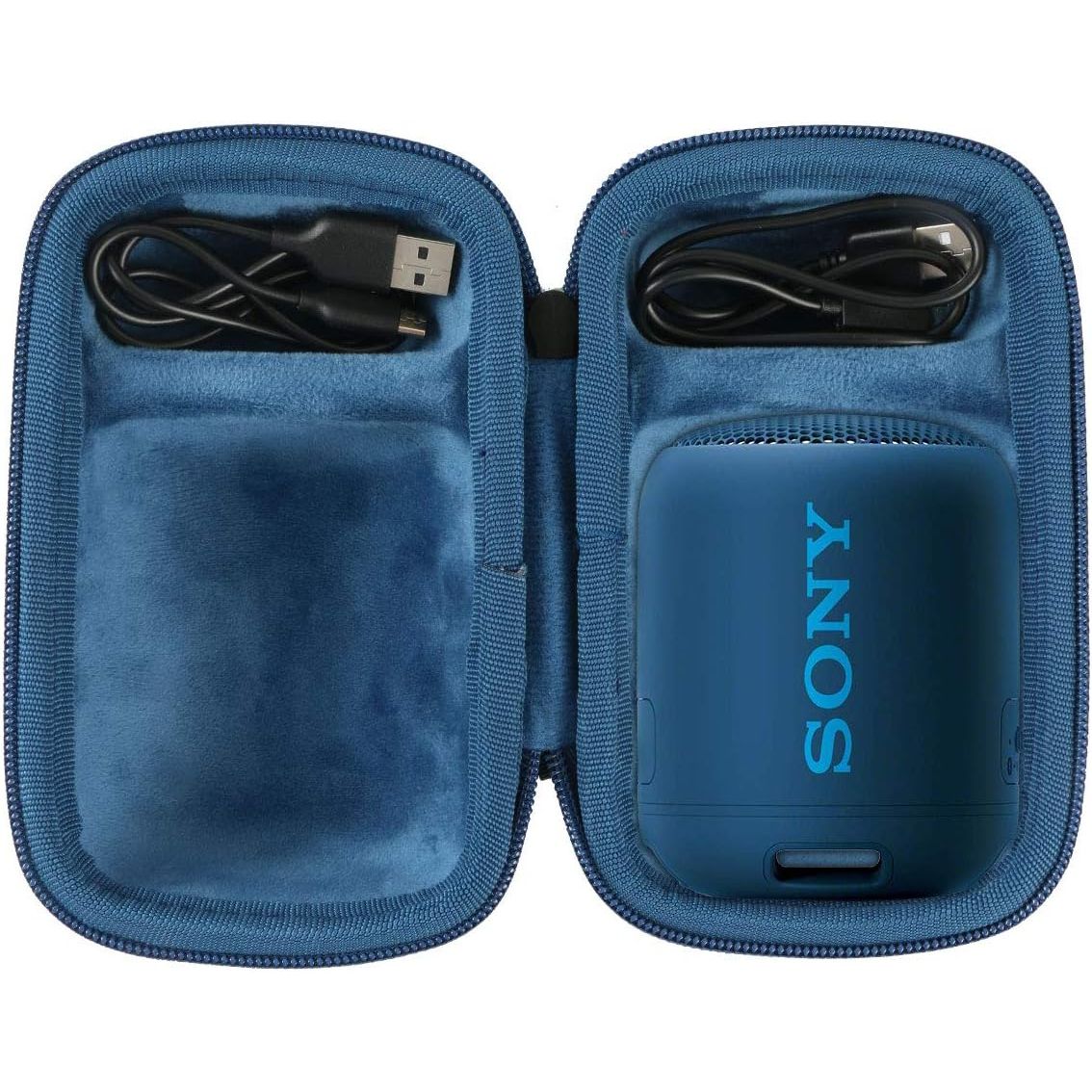 co2CREA Hard Travel Case Replacement for Sony SRS-XB100 SRS-XB12 SRS-XB13 Extra Bass Portable Bluetooth Speaker (Black Case + Inside Blue)