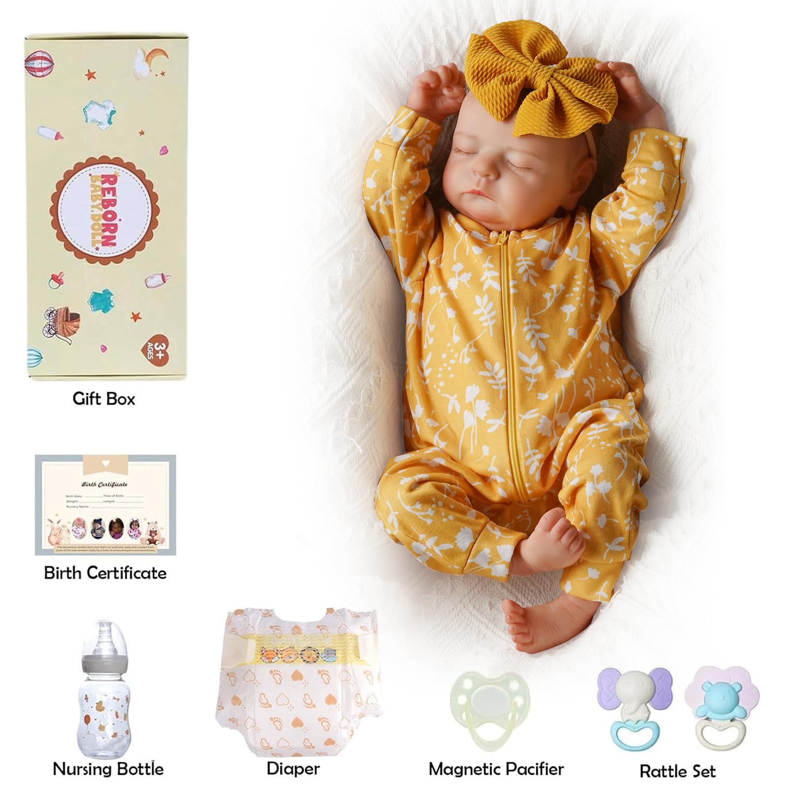 Buy now ADFO Lifelike Reborn Baby Dolls, 20 inch Realistic Newborn Real Life Baby Girl Dolls Soft Full Body Vinyl Girl Baby Dolls with Clothes and Toy Gift for Kids Age 3+ at indiglob india