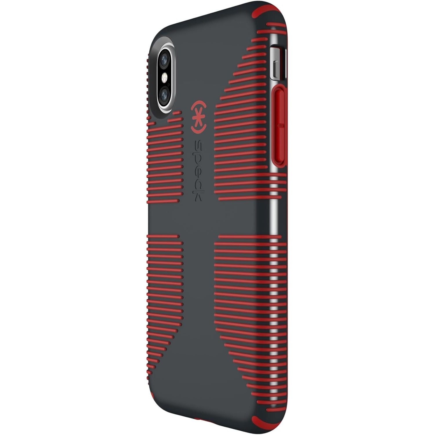 Buy now Speck Products CandyShell Grip Cell Phone Case for iPhone XS/iPhone X - Charcoal Grey/Dark Poppy Red at indiglob india