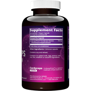 MRM Nutrition Cordyceps | CS-4 Strain | Endurance | Adaptogens | Mushrooms | Energy + Endurance | Vegan | 60 Servings