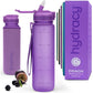 Hydracy Water Bottle with Time Marker -Large BPA Free Water Bottle & No Sweat Sleeve -Leak Proof Gym Bottle with Fruit Infuser Strainer & Times to Drink -Ideal for Fitness Sports & Outdoors