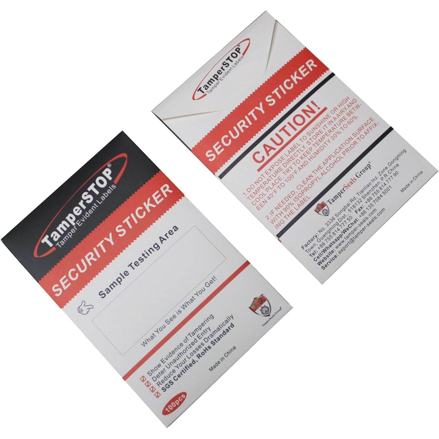 100pcs 100% Total Transfer Tamper Evident Security Warranty Void Stickers/Labels/Seals (Red, 1 x 3.35 Inches, Serial Numbers) - My Store