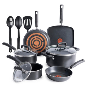 Buy now T-fal Signature Nonstick Cookware Set 12 Piece, Oven Broiler Safe 350F, Pots and Pans, Kitchen Cooking Set w/Fry Pans, Saucepans, Saute Pan, Dutch Oven, Griddle, Kitchen, Home, Dishwasher Safe, Black at indiglob india