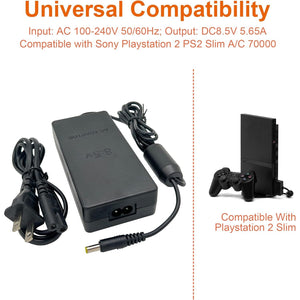 Power Supply for PS2, Replacement AC Adapter Charger Cord for Sony PlayStation 2 PS2 Slim A/C 70000 Gaming Console