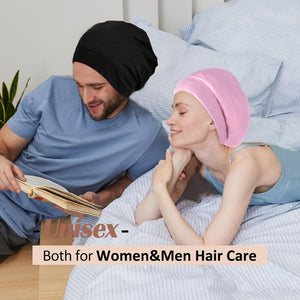 Satin Bonnet Silk Lined Sleep Cap- Adjustable Hair Cover for Women Men Frizzy Hair Night Cap Patients Care