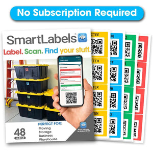 Smart Labels QR Code Stickers Pack of 48 (Original) Made in USA - QR Code Labels for Storage & Inventory Tracking, Storage Unit Organization, App Stickers for Inventory Organization & Moving Supplies