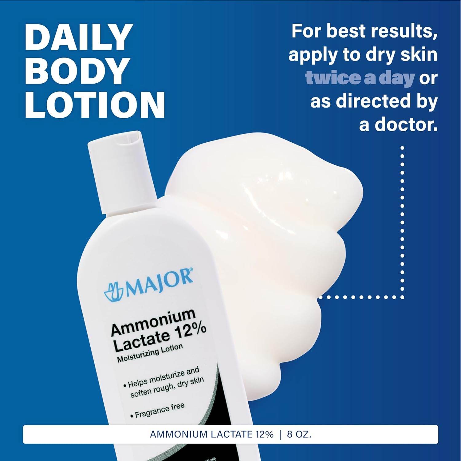 Major Ammonium Lactate 12% Moisturizing Lotion - Lactic Acid Lotion - Helps Hydrate, Soften, and Exfoliate Rough, Dry Skin - Daily Body Lotion - Fragrance-Free - 8 Oz (1 Pack) - My Store