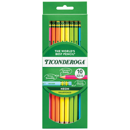 Buy now Ticonderoga Wood-Cased Pencils, Pre-Sharpened, #2 HB Soft, Neon Colors, 10 Count at indiglob india