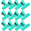 HOUSE AGAIN 12 Pack Stainless Steel Chip Bag Clips Covered with Silicone - NO More Sharp Edges - Color Coded for Food Bags - Air Tight Seal, Heavy Duty for Kitchen and Office, 3 Inches - Green