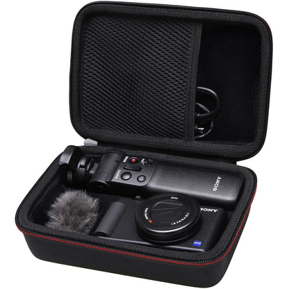 LTGEM Camera Case Compatible with Sony ZV-1F / ZV-1 / ZV-1 II Vlog Digital Camera, Tripod, Microphone and Vlogger Accessory Kit with Shoulder Strap, Black+Gray